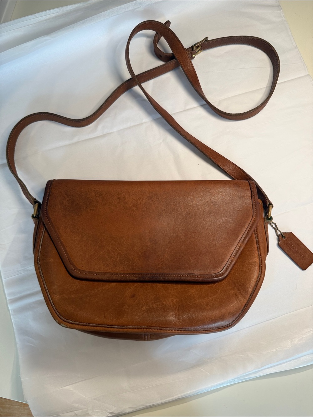 Vintage Coach Vista Brown Leather Crossbody Bag #9947